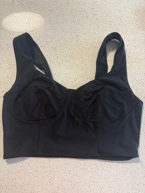 Fabletics Black Longline Low Impact Sports Bra